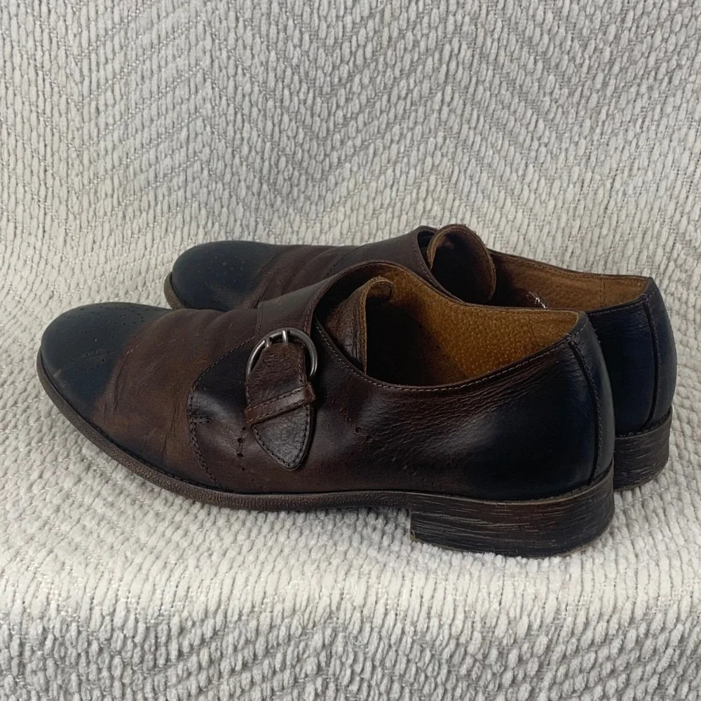 Robert Wayne Mens 11 Brown Leather Double Monk Strap Brogue Dress Shoes Portugal